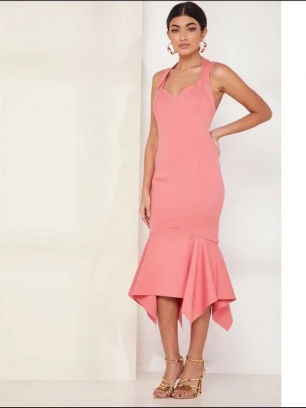 Elliatt “Glasshouse” Coral High-Low Mermaid Hem Sleeveless Dress Size M - Picture 2 of 5